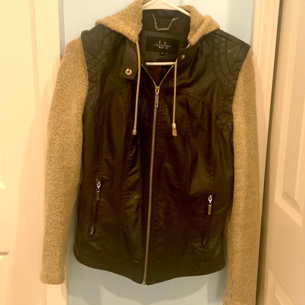 Fun faux leather with sweater arms!